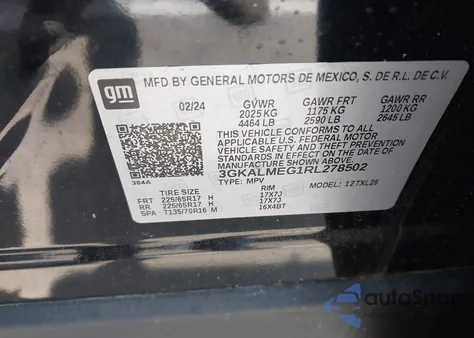 2024 GMC Terrain Fwd Sle from USA, damaged, VIN 3GKALMEG1RL278502